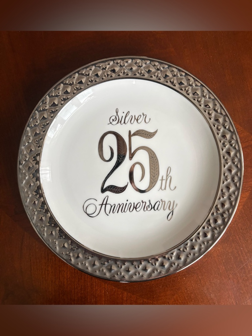 Vintage Silver 25th Anniversary Plate